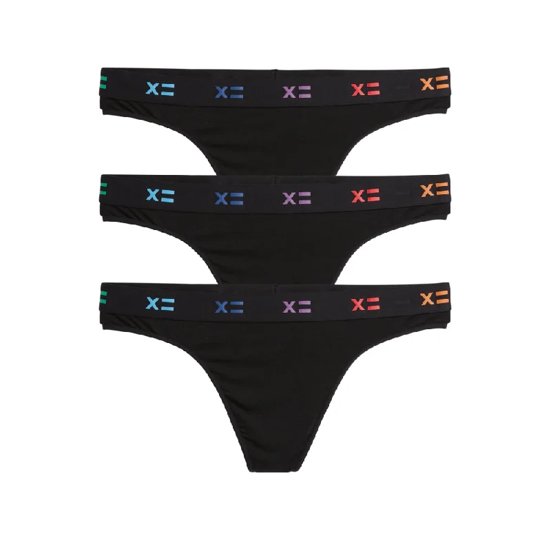 anti - chafing women thongs for long - distance runnersThong 3-Pack - TENCEL™ Modal Black X= Rainbow