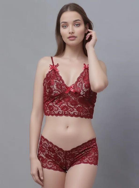 seamless boyshort panties for women for everyday wearMaroon Lace Bra & Panty Lingerie Set by Shararat