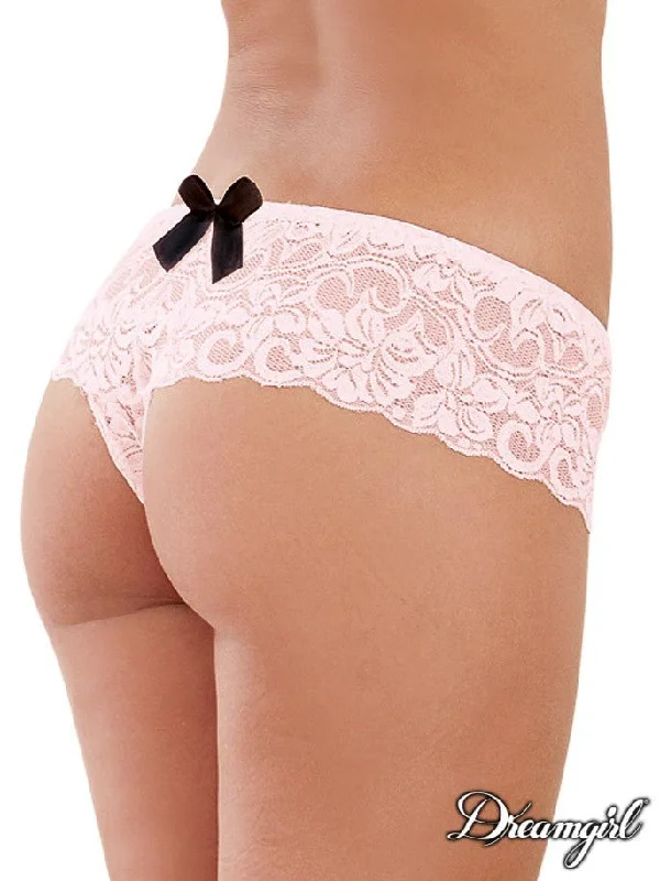 women boyshort for cycling and bikingStretch Lace Open Crotch Boyshort Pink