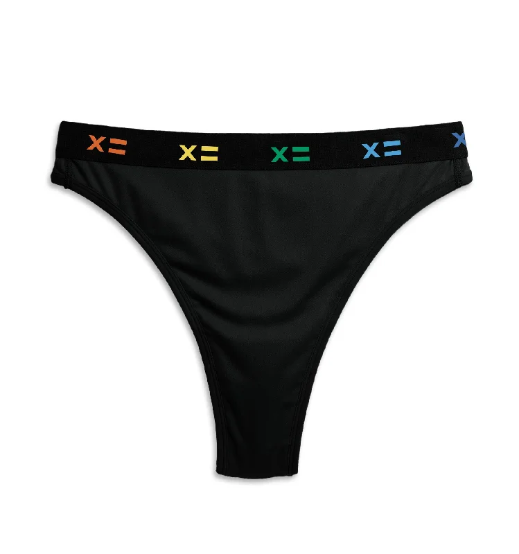 seamless shape - wear women thongs for a seamless lookTucking High Leg Thong - Black X= Rainbow