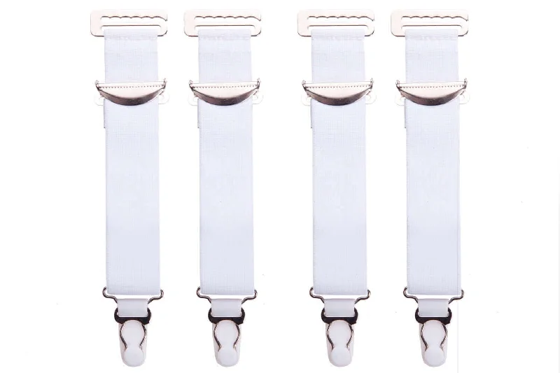 clip - on women garters convenience4 Wide White High Quality Metal Suspenders/Garters