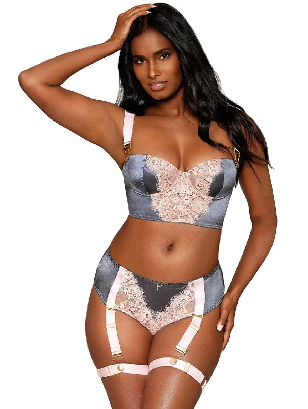 cotton panties for women with breathabilityDreamgirl Longline Bra & Garter Panty Set