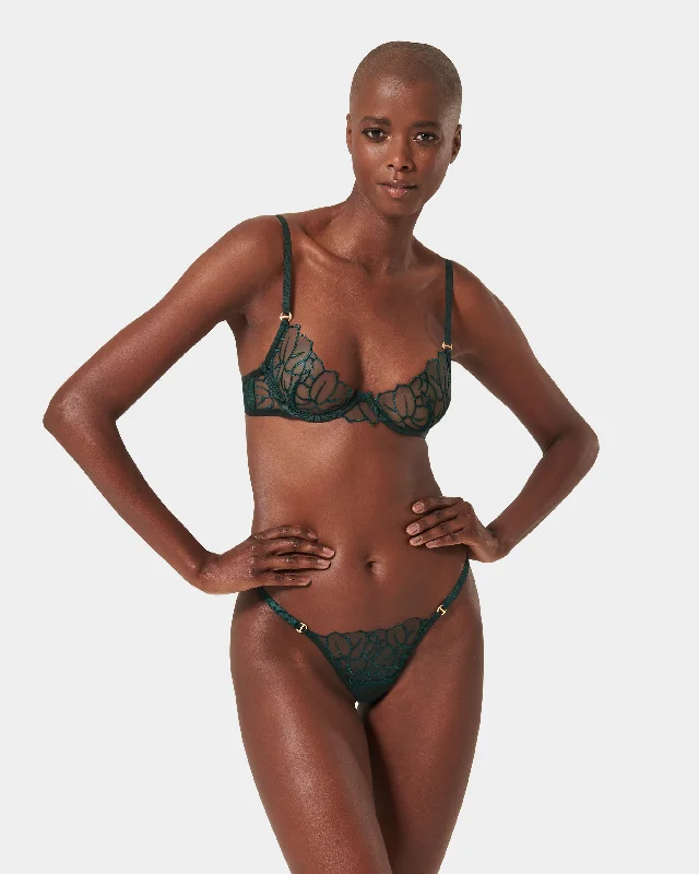 seamless push - up women thongs for a natural liftSet: Laurel Botanical Garden Green