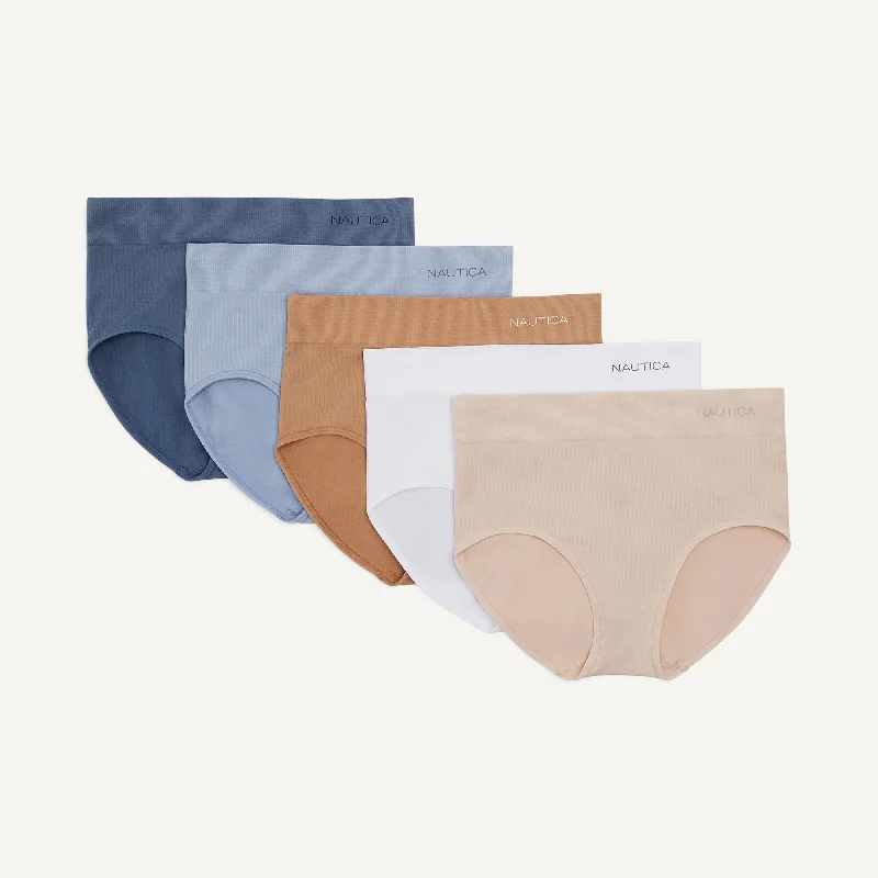 thong - style women briefs for a minimal - coverage optionNautica Womens Ribbed Seamless Brief, 5-Pack