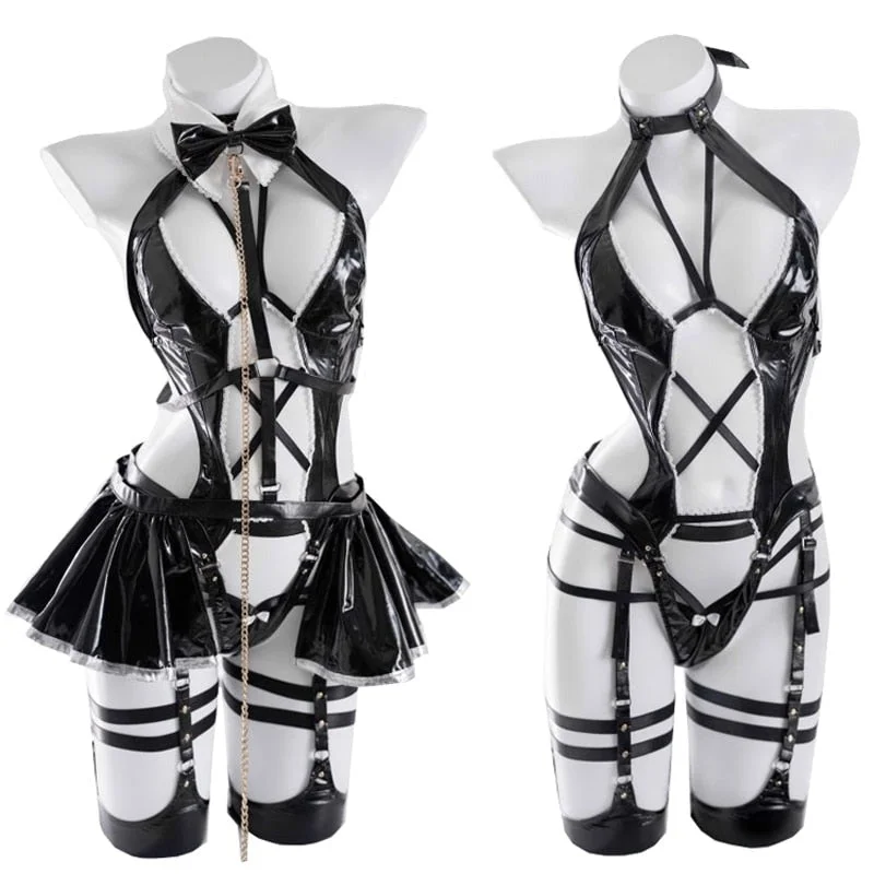 satin women garters for weddingsSuited Up Latex Maid Cosplay