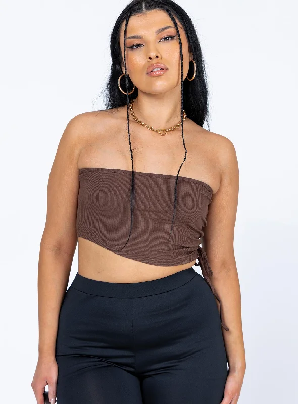 padded women tube top for added comfort and shapingLeala Top Brown