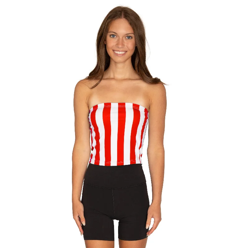 adjustable - strap women tube top for a customizable fitRed & White Striped Tube Top