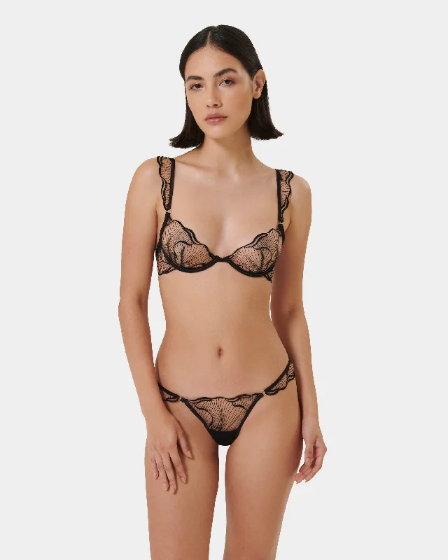 beaded women thongs for a glamorous and eye - catching lookSet: Marabel Black/Sheer