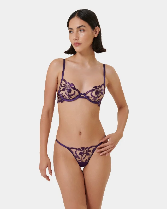 breathable women thongs for women with sensitive skinSet: Leonora Acai Purple/Sheer