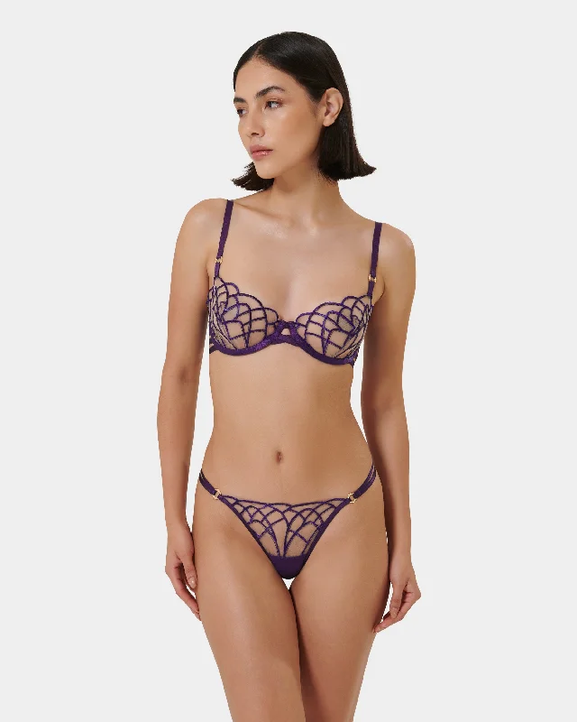 silk - lined women thongs for a touch of luxurySet: Beatrix Acai Purple/Sheer