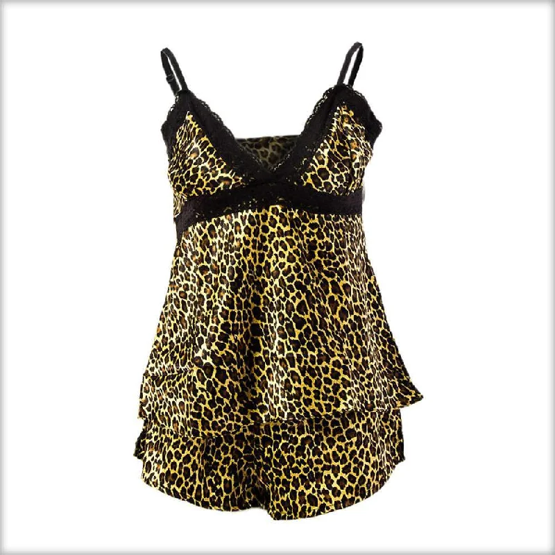 moisture wicking women camisoles & tanks for workoutsYellow Tiger Print Satin Shorts & Camisole Set