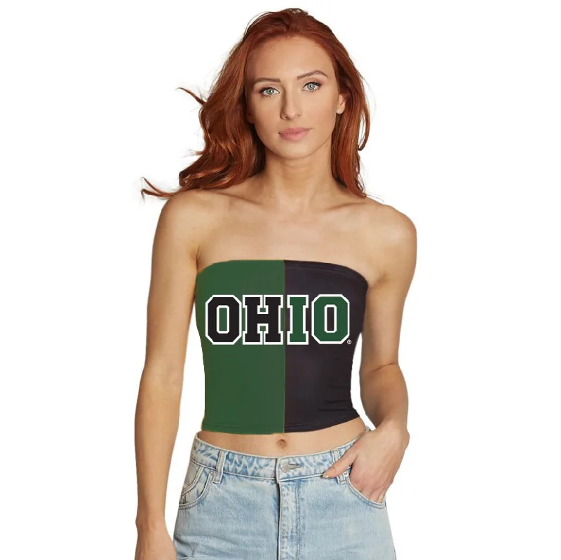 ruffled women tube top for a feminine and flirty lookOhio Bobcats Two Tone Tube Top