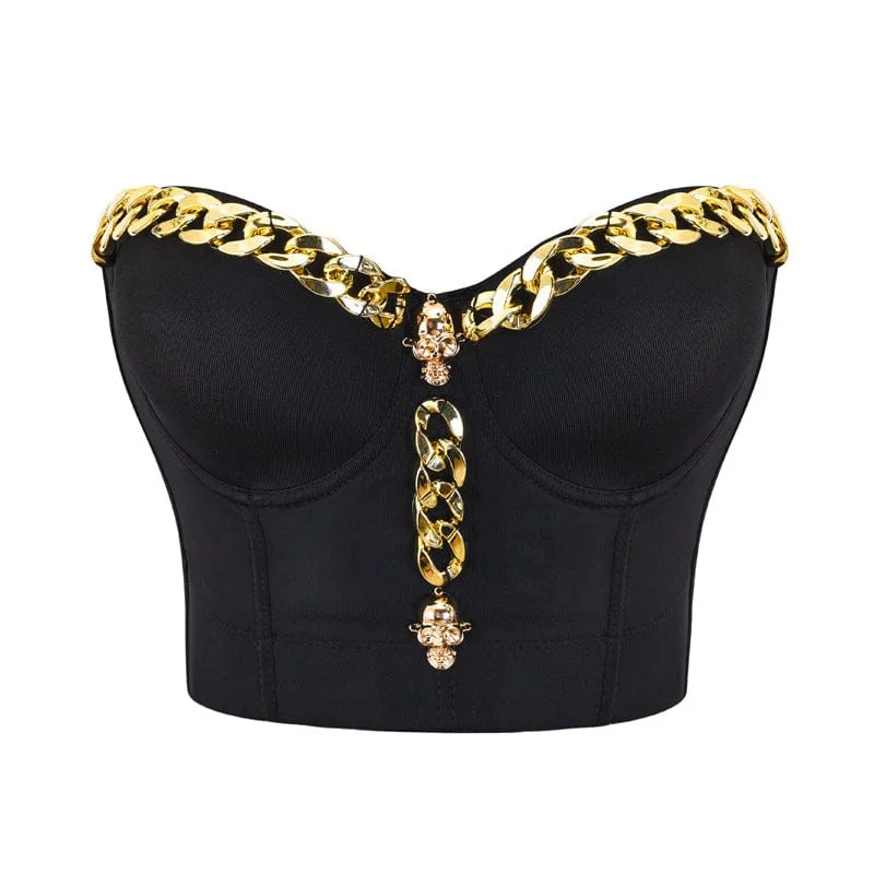 Edwardian inspired women bustiers and corsetsWomen's Gothic Skull Chain Bustier