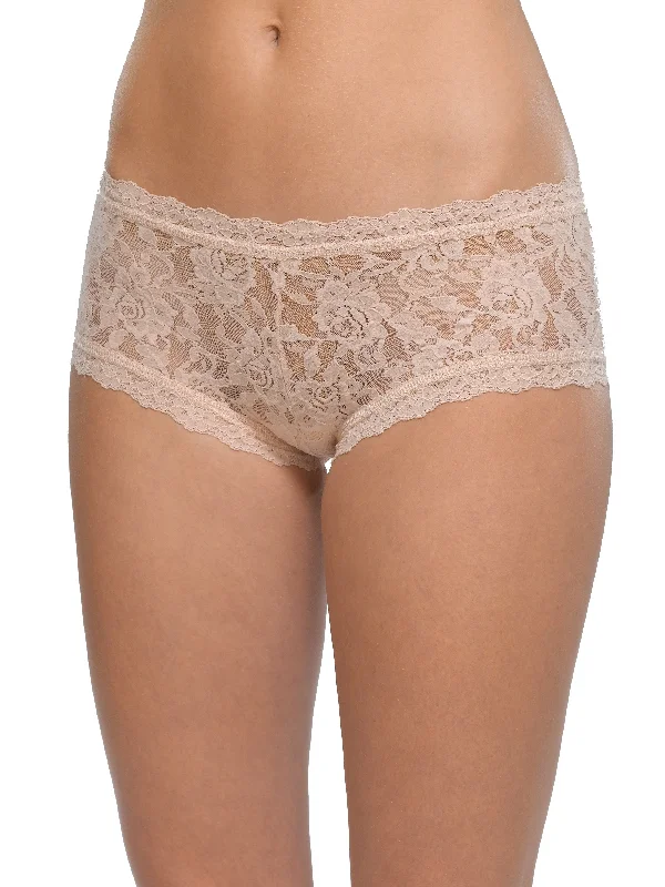 women boyshort with scalloped edgesSignature Lace Boyshort Chai