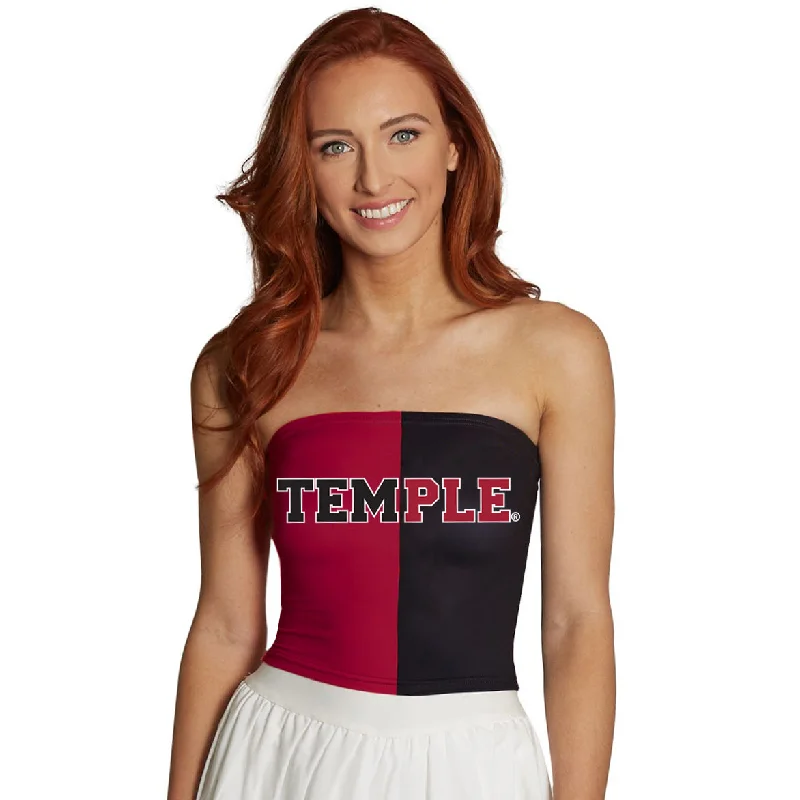 tassel - adorned women tube top for a playful and bohemian touchTemple Owls Two Tone Tube Top