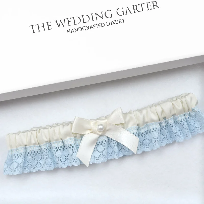 eco - friendly women garters materialsAnnalise Blue Lace Bridal Garter For Something Blue