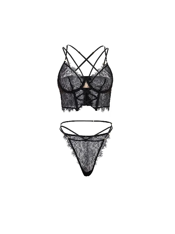 bralette women bra and panty sets for a trendy lookIndie Sheer Bustier Bra Set