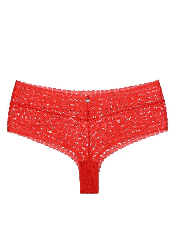 eco - friendly recycled women boyshortAMINA Plus Floral Lace Sweet Love Red Boyshorts