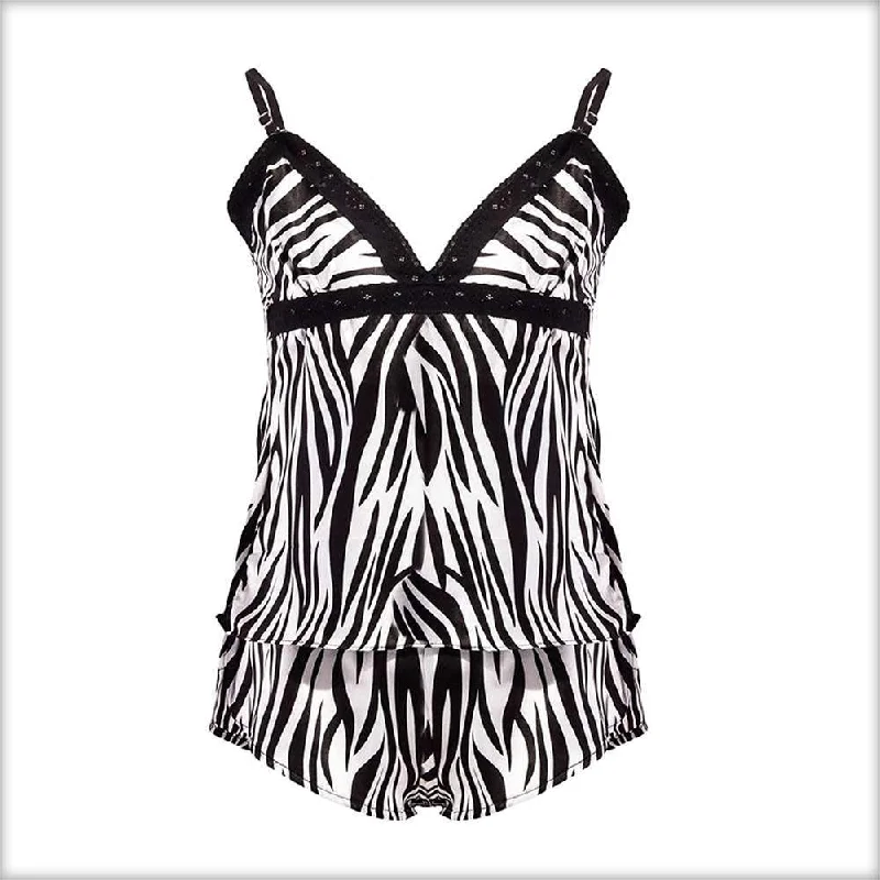 built - in bra women camisoles & tanks for convenienceZebra Print Satin Camisole & Short Set