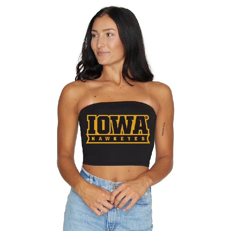 lace - trimmed women tube top for a romantic lookIowa Hawkeyes Black Tube Top