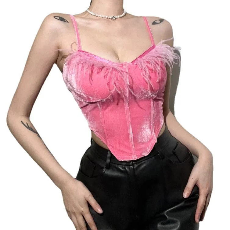 back lacing women bustiers and corsetsWomen's Pastel Gothic Tassels Pink Sexy Busiter