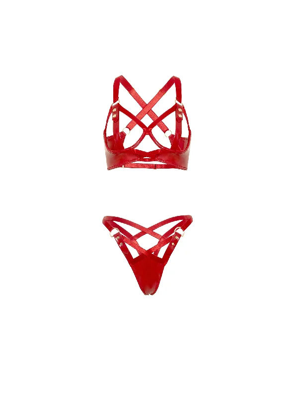 odor resistant women bra and panty sets for freshnessFetish Desire Cage Bra Set