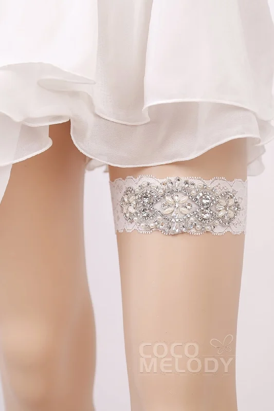 washable women garters careLace Wedding Garter with Diamond and Pearls WD17011