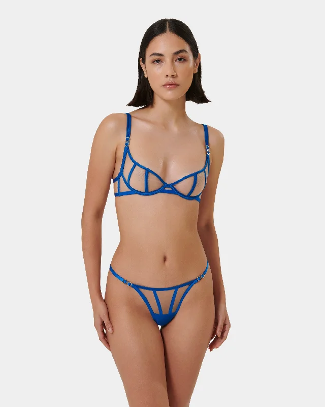 low - rise women thongs for a trendy and modern lookSet: Etta Egyptian Blue/Sheer