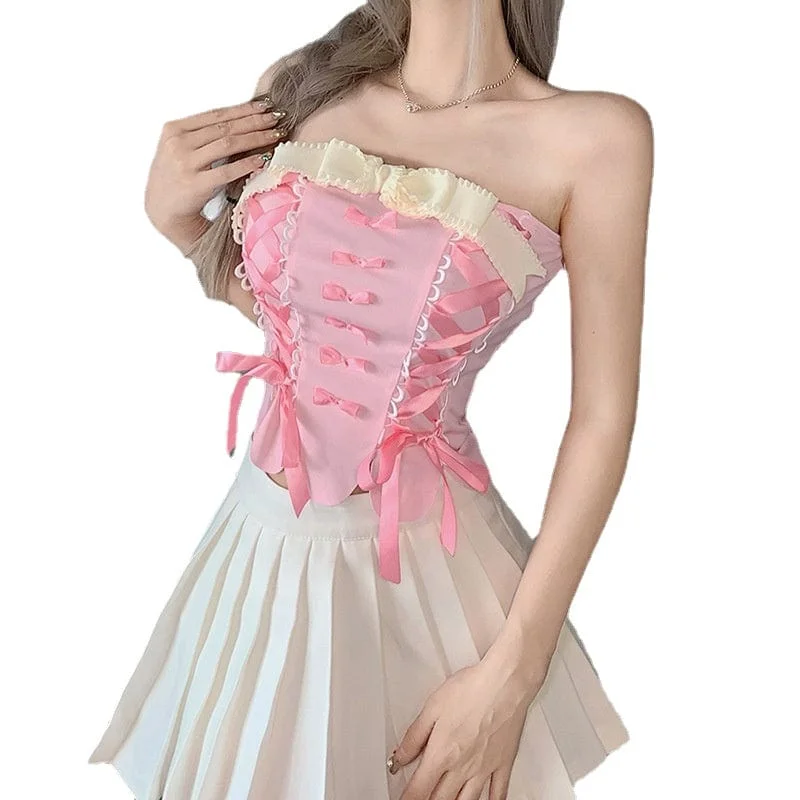 custom fit women bustiers and corsetsWomen's Lolita Strappy Bowknot Bustier