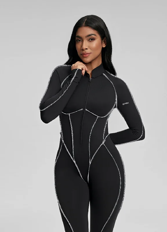 Ruffled Bodysuits with a Playful and Feminine TouchContour Stitch Catsuit