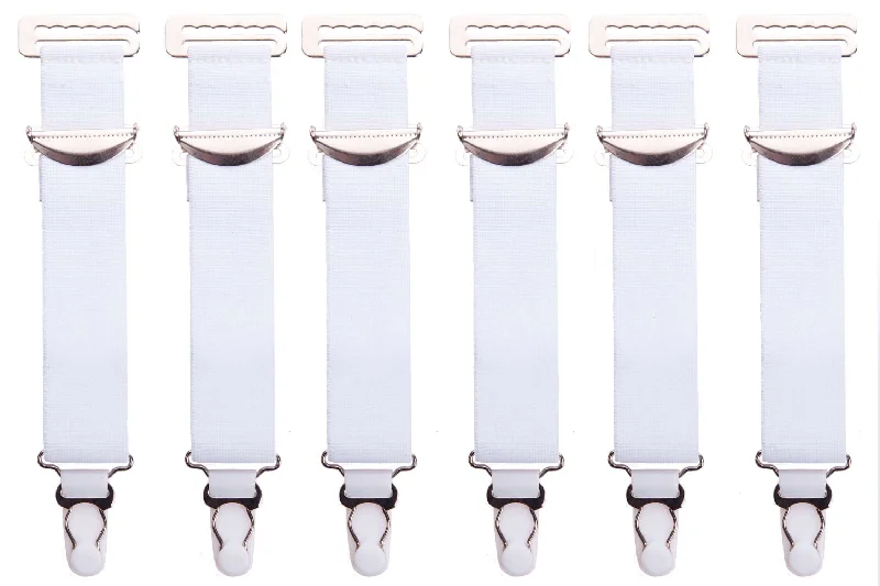 sew - on women garters for permanence6 Wide White High Quality Metal Suspenders/Garters