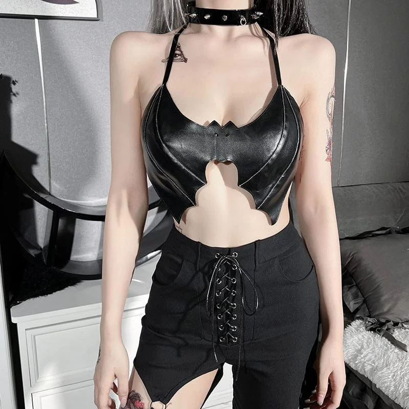 clubbing women bustiers and corsetsWomen's Punk Bat Faux Leather Bustier