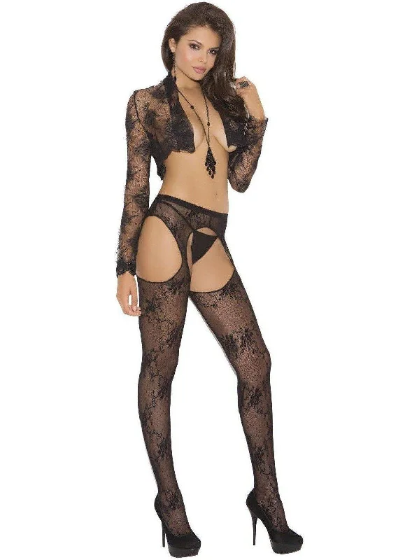 push - up panties for women with enhanced curvesElegant Moments EM-1895 Lace suspender Pantyhose Also in plus size