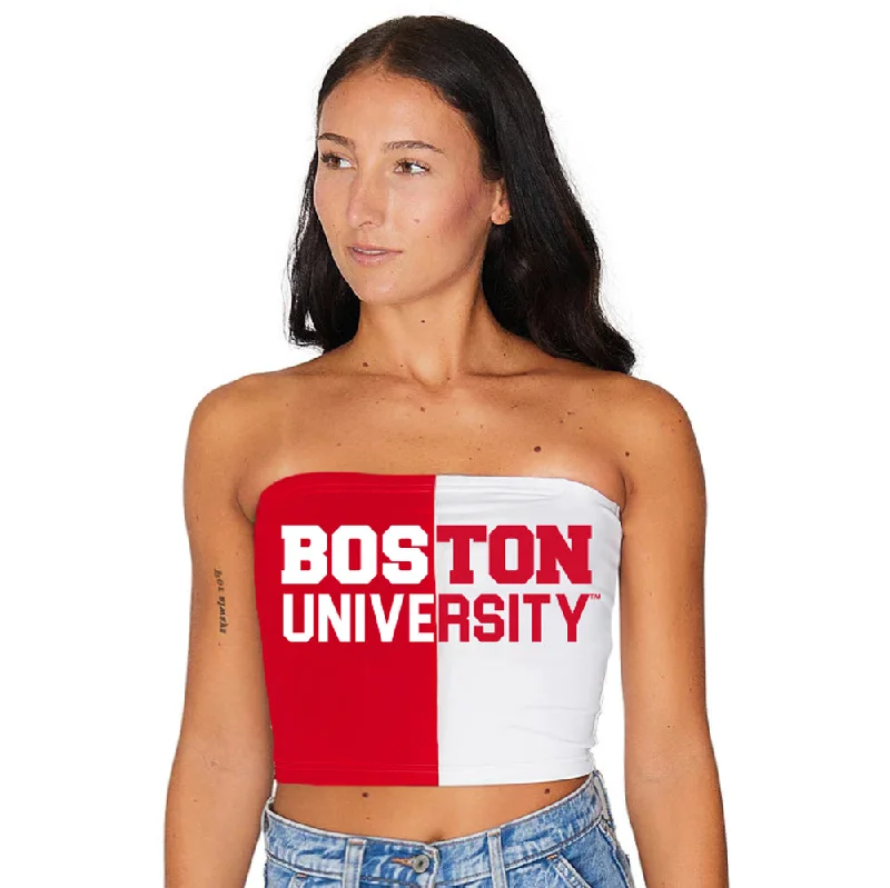 side - slit women tube top for a more stylish and breathable designBoston University Two Tone Tube Top