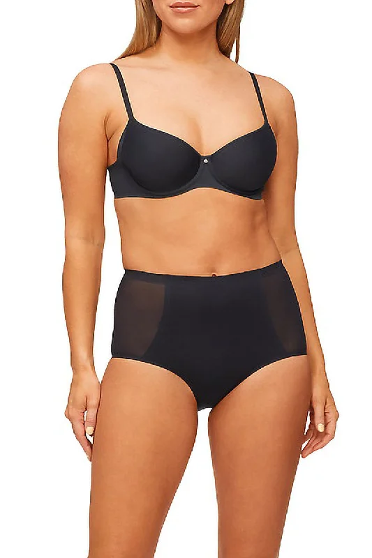 seamless silk - lined women briefs for a smooth and soft feelSolid And Sheer Waisted Brief