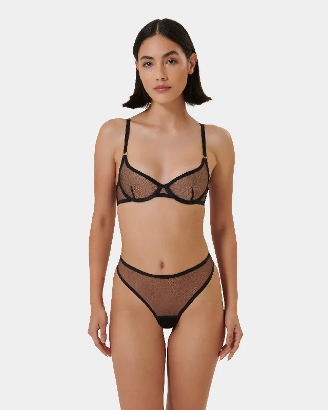 seamless sheer women thongs for a discreet sexy optionSet: Naomi High Waist Black