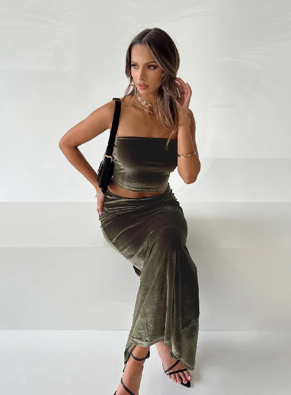 tassel - adorned women tube top for a playful and bohemian touchRebekah Set Green