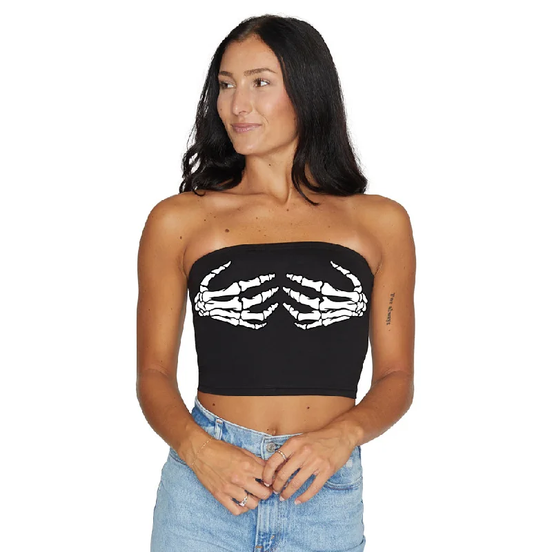 strapless women tube top for a classic and versatile pieceSkeleton Black Tube Top