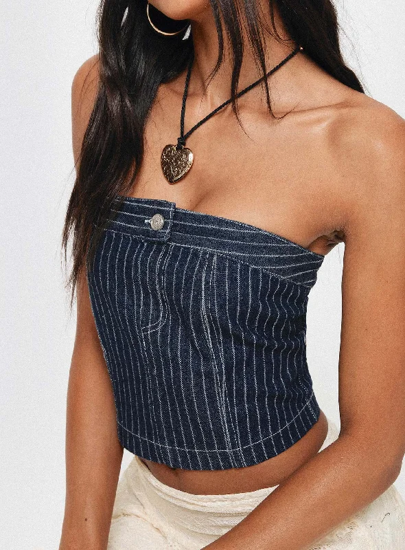 bridesmaid women bustiers and corsetsGrier Strapless Denim Top Indigo