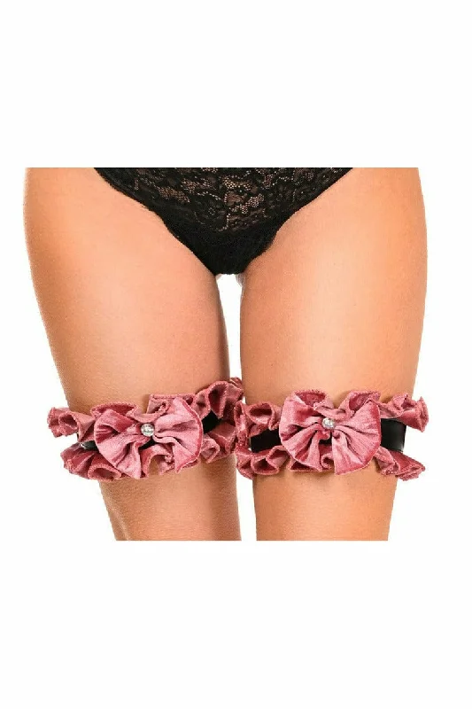 rhinestone embellished women gartersSexy Dusty Rose Velvet Leg Garters