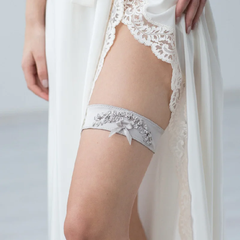 lace trimmed women gartersWedding Bridal Garter Silver Embroidery