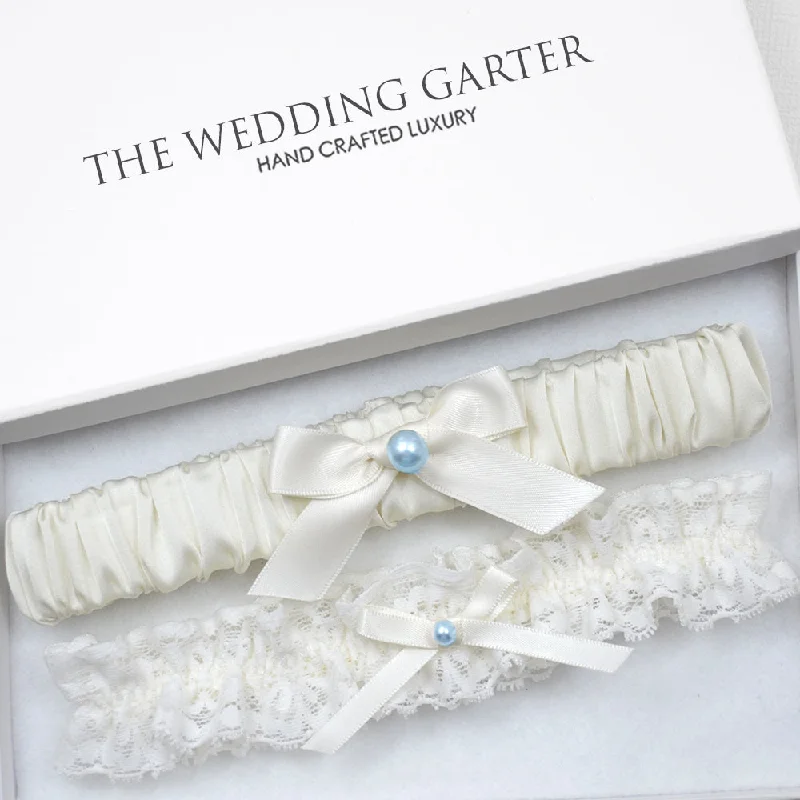 white women garters for purityGrace Ivory Satin & Lace Wedding Garter Set (Available in 3 Colours)