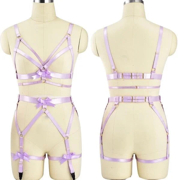 adjustable women garters sizeFull Satin Body Harness