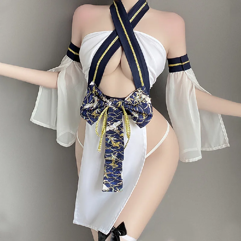 hypoallergenic women sexy lingerie materialsYomorio Sexy Kimono Lingerie Costume Japanese Anime Cosplay Underwear 4 Pieces Roleplay Outfits