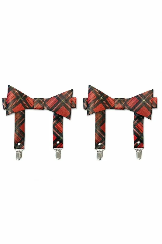 back - fastening women gartersRed Plaid Faux Leather Garters