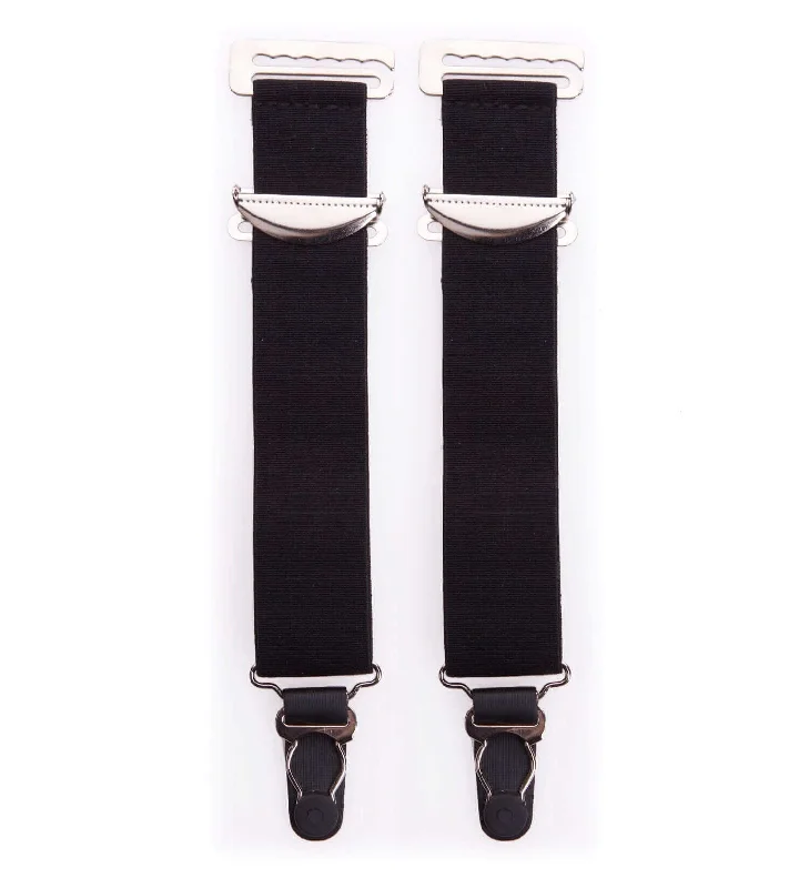 leather women garters edgePair Of Wide Black High Quality Metal Suspenders