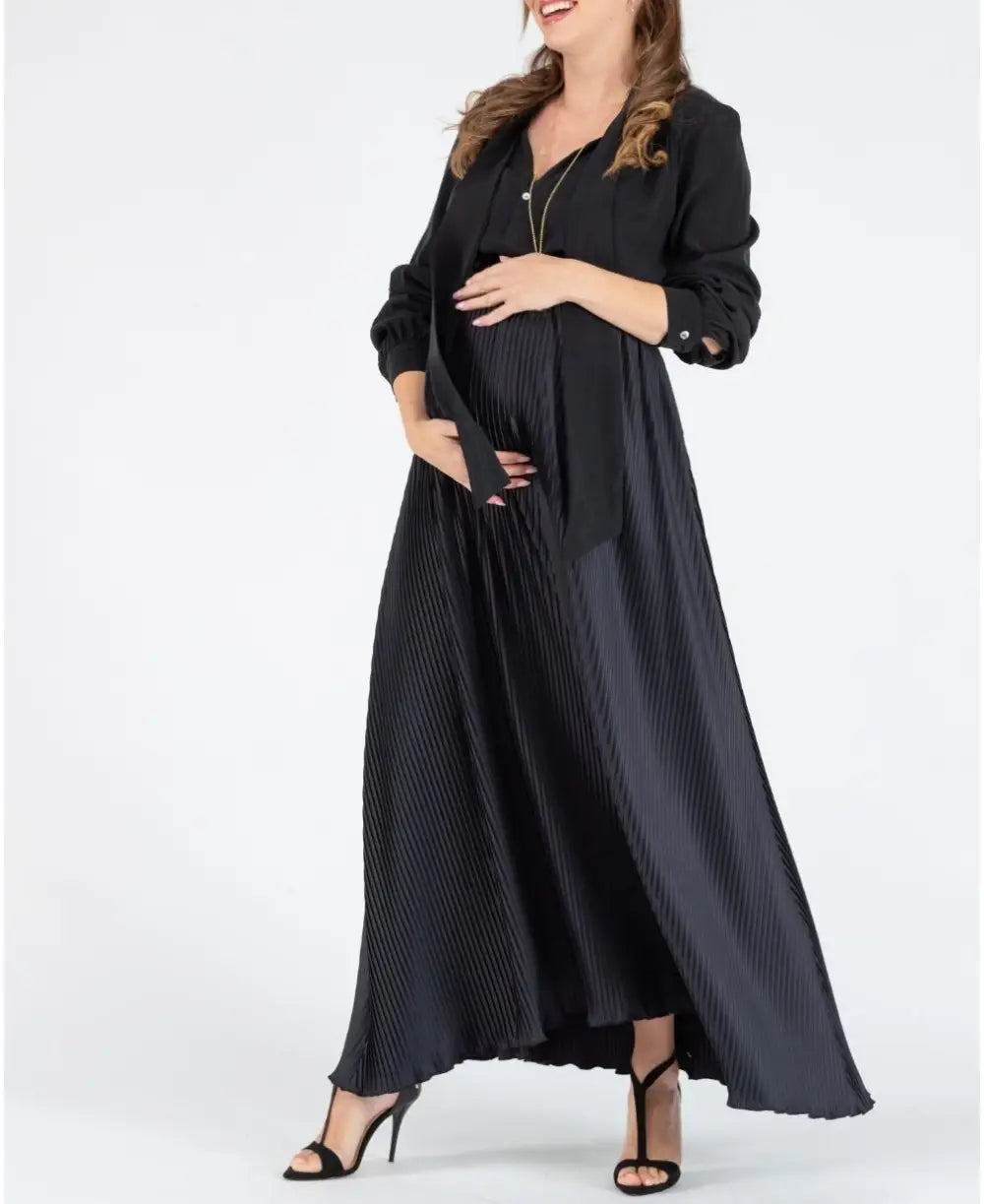 adjustable strap women nursing braLong pleated pregnancy skirt Bardot black