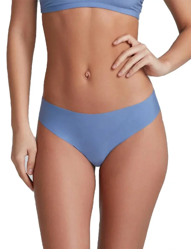 seamless anti - bacterial women thongs for daily protectionButter Mid-Rise Thong Panty In Hyacinth Blue