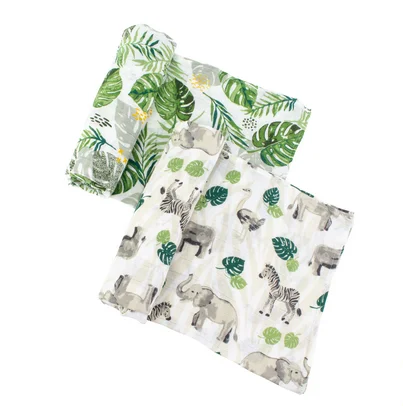 padded moisture wicking women nursing braClassic Muslin Swaddle 2 pack - Jungle + Rainforest