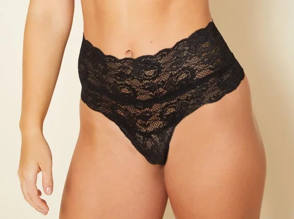 lace hipster panties for women with a trendy styleCosabella Never Say Never High Rise Thong Black Panty Never0361